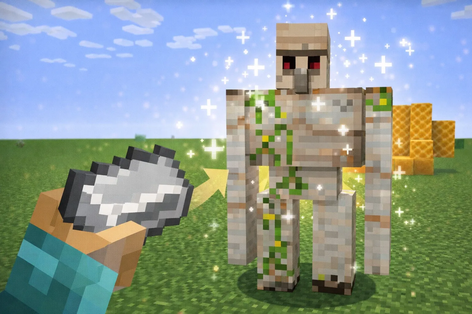 Como curar a un golem de hierro en minecraft
