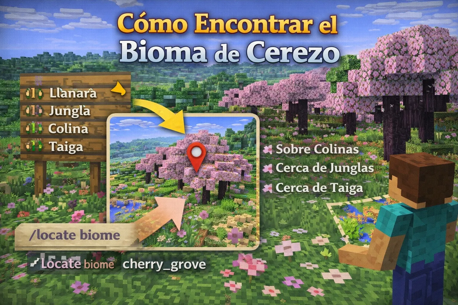 ¿Como encontrar el bioma de cerezo en Minecraft?