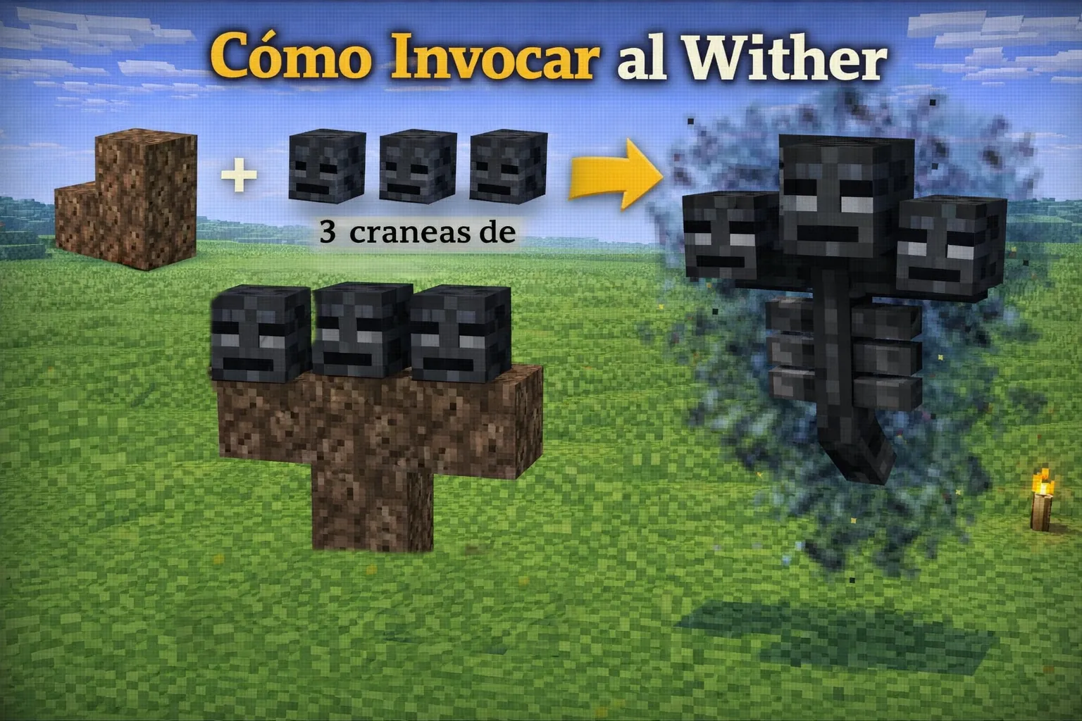 ¿Cómo invocar al wither en minecraft? TutoriaL