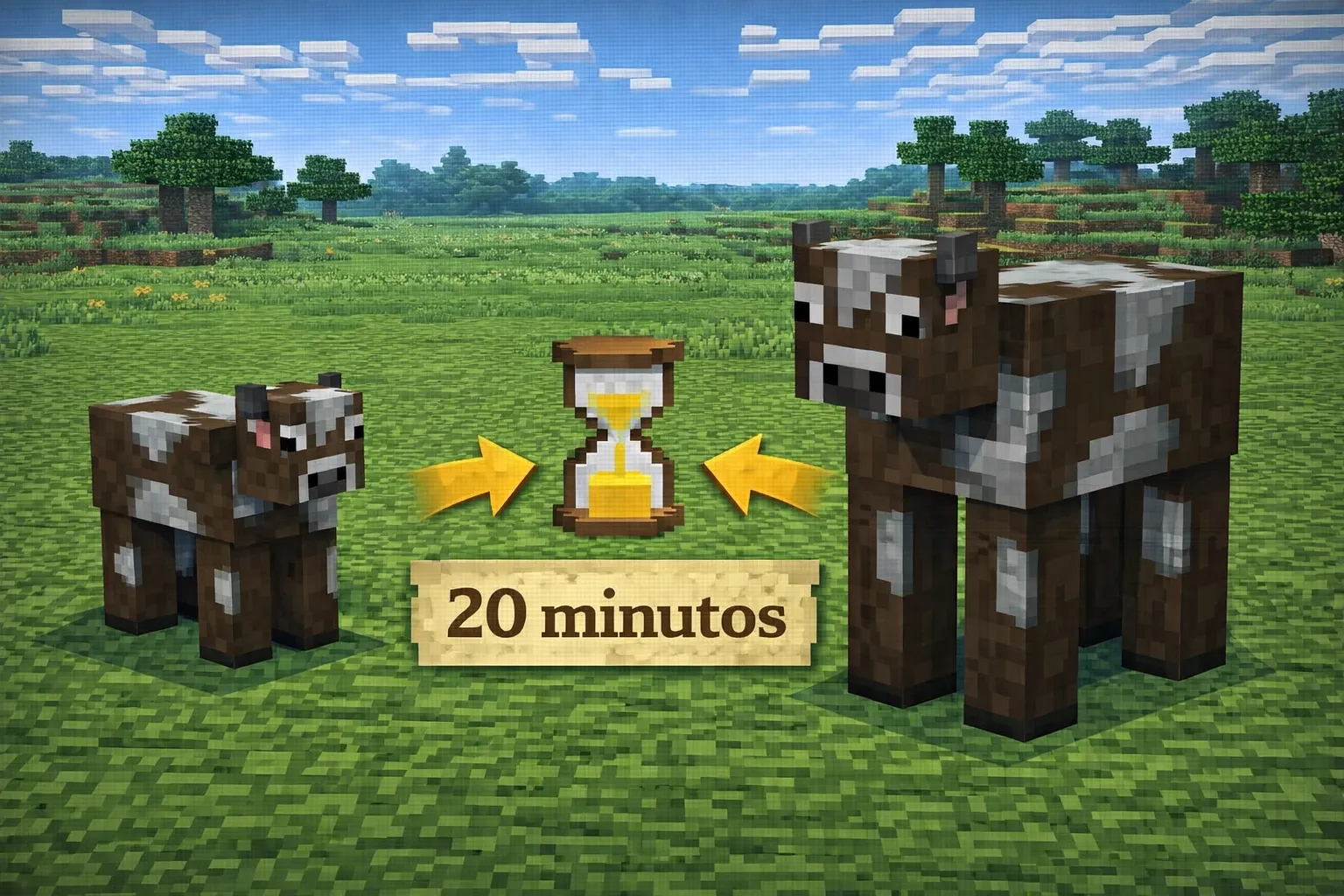 ¿Cuanto tarda en crecer una vaca en Minecraft?