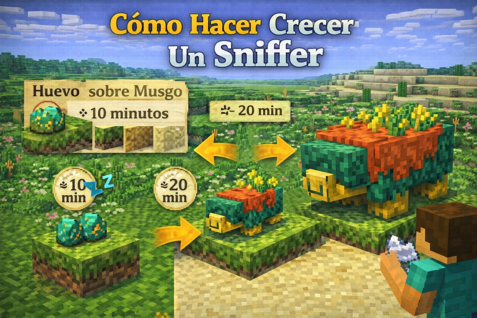 Como hacer crecer un Sniffer en Minecraft