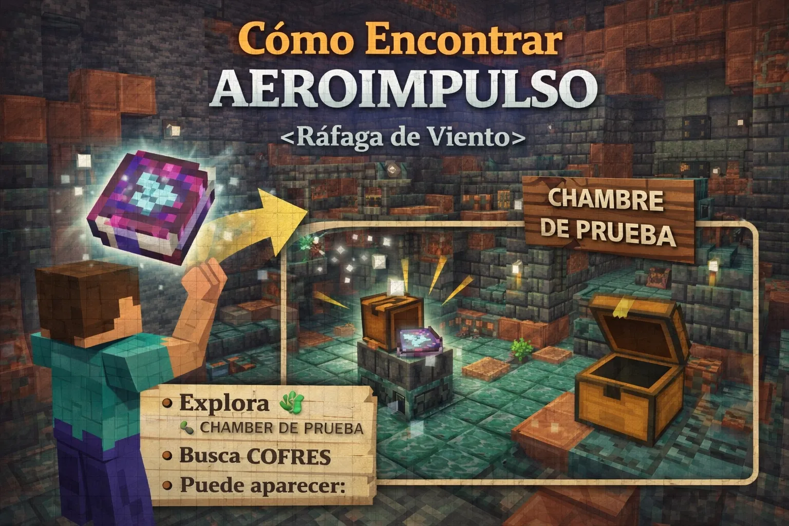 ¿Como encontrar el libro aeroimpulso o rafaga de viento en Minecraft?
