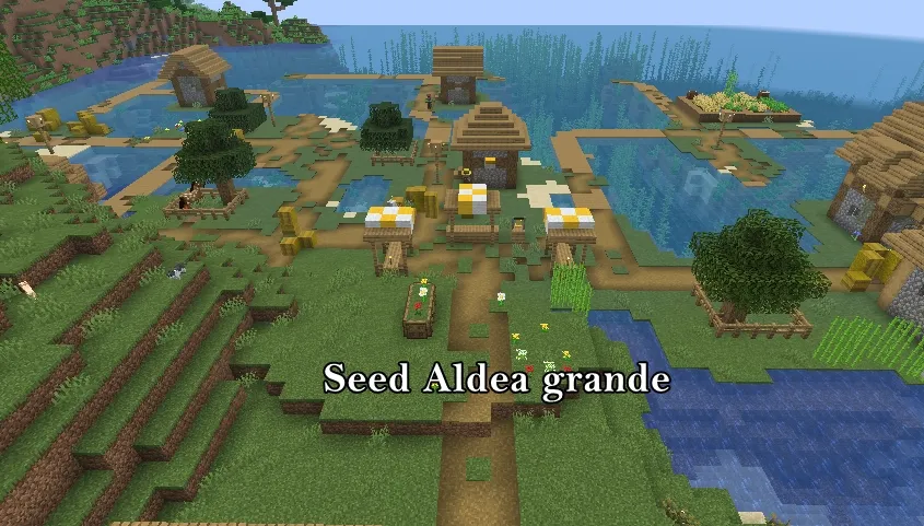 Semilla con aldea grande en Minecraft 1.21 Bedrock