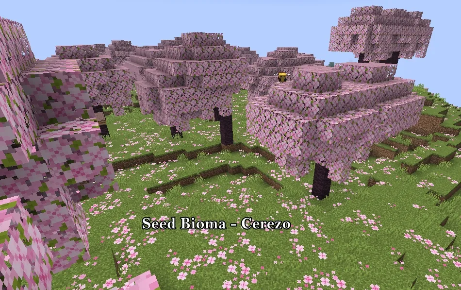 Semilla de bioma de cerezo en Minecraft Bedrock 1.21