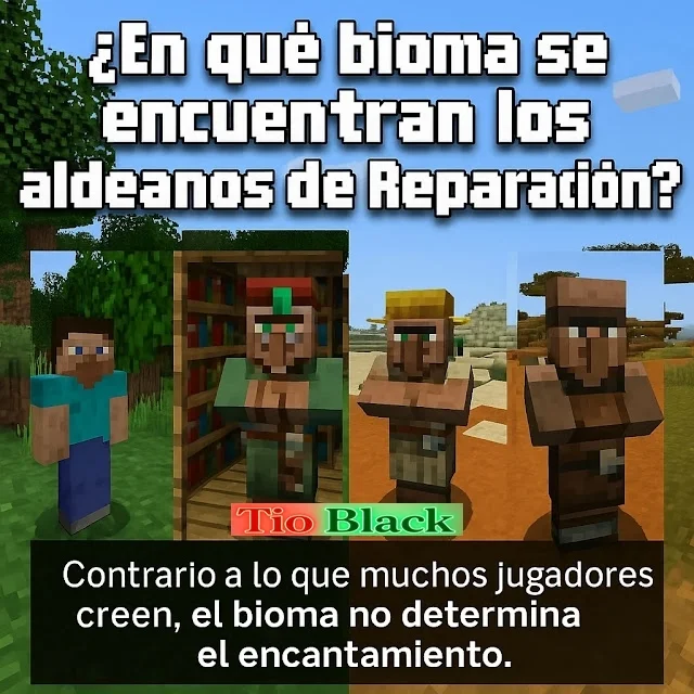 ¿en que bioma de minecraft se encuentraN los aldeanos de reparacion?