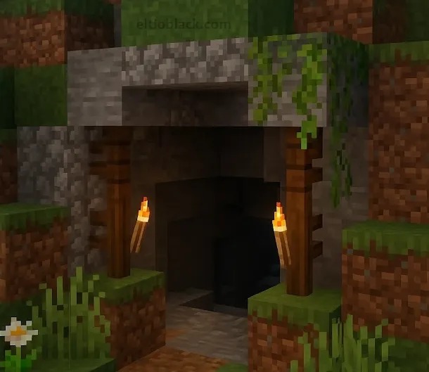 Construccion entrada de cueva Idea Minecraft