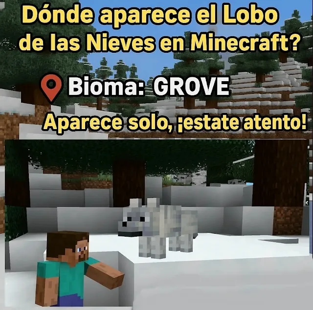 en que bioma de minecraft aparece el lobo de las nieves