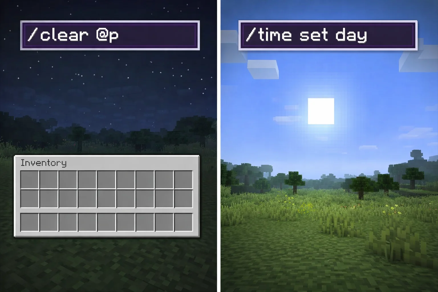 ¿Que significa clear y set en los comandos de Minecraft