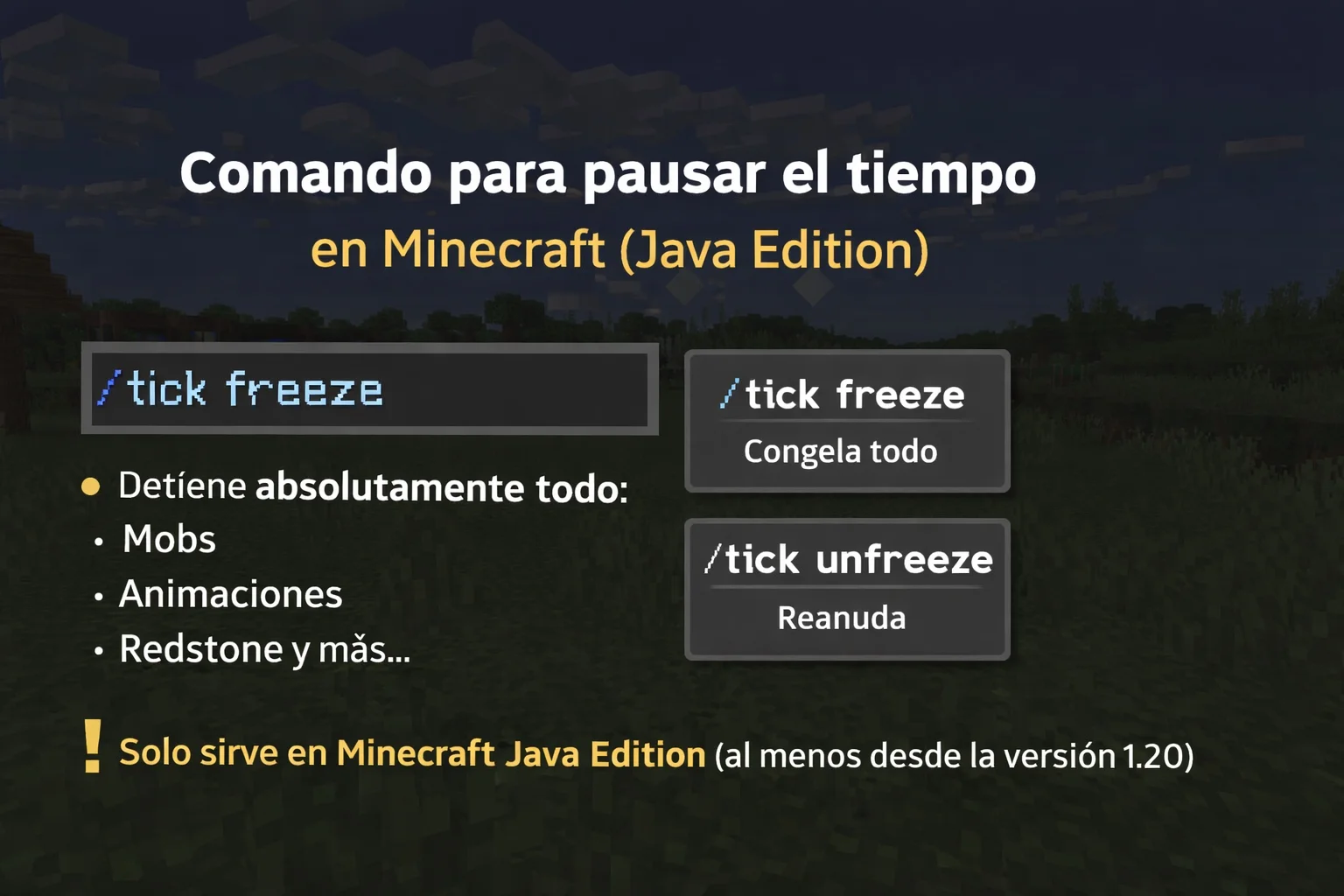 Comando para pausar el tiempo en Minecraft