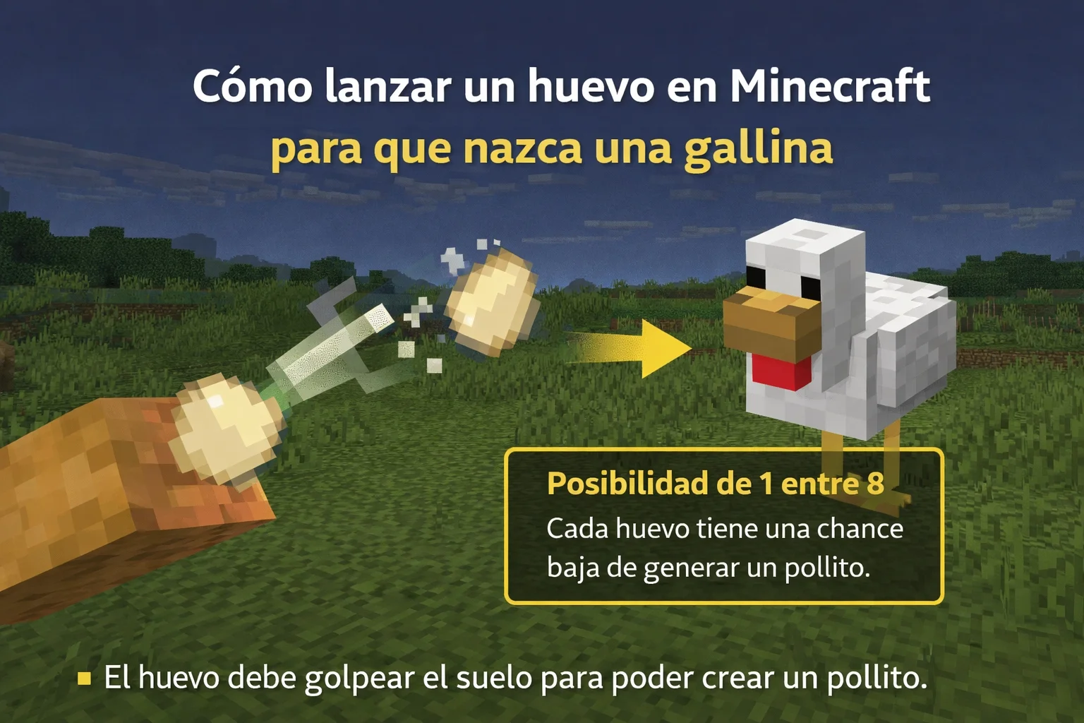 como lanzar huevo en minecraft para que nazca gallina